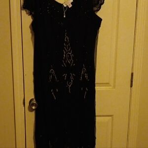 Elegant Black Lace Midi Dress